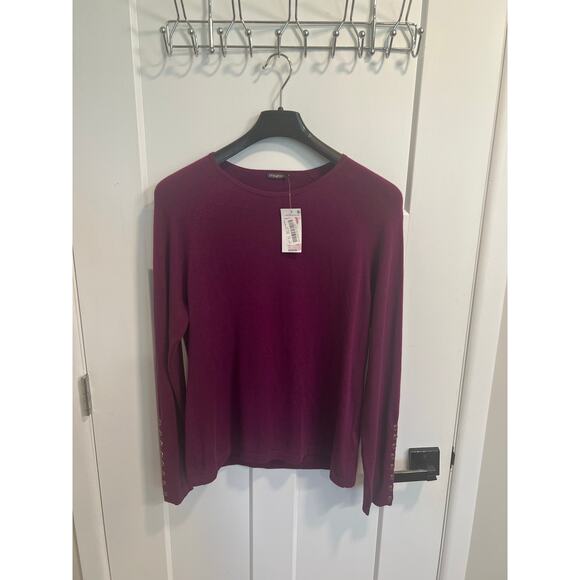 NWT $148 J.Mclaughlin Jamey Sweater Size L Jewelry Button Sleeves Purple Knit - Picture 3 of 11